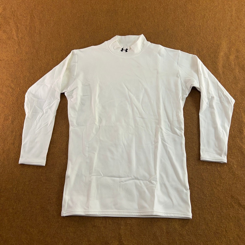 Under Armour Mens XXL White ColdGear Compression Mock Neck Long Sleeve Shirt